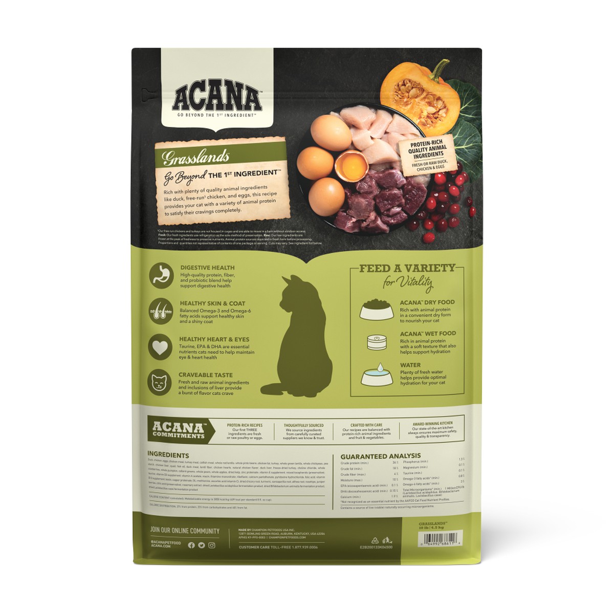 10lb Acana Highest Protein, Grasslands Grain Free Dry Cat Food | 264089JQT