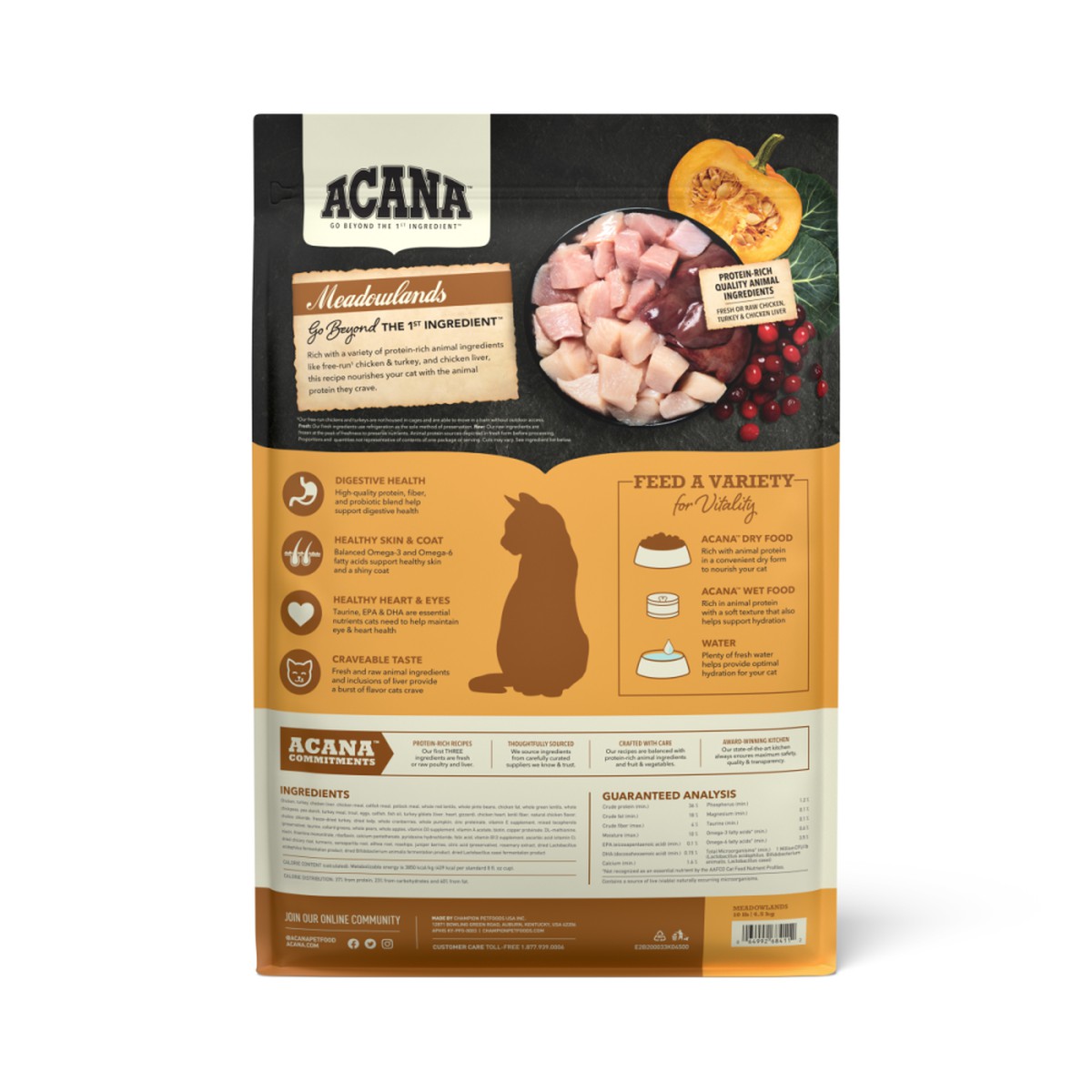 10lb Acana Highest Protein, Meadowlands Grain Free Dry Cat Food | 472869AOZ