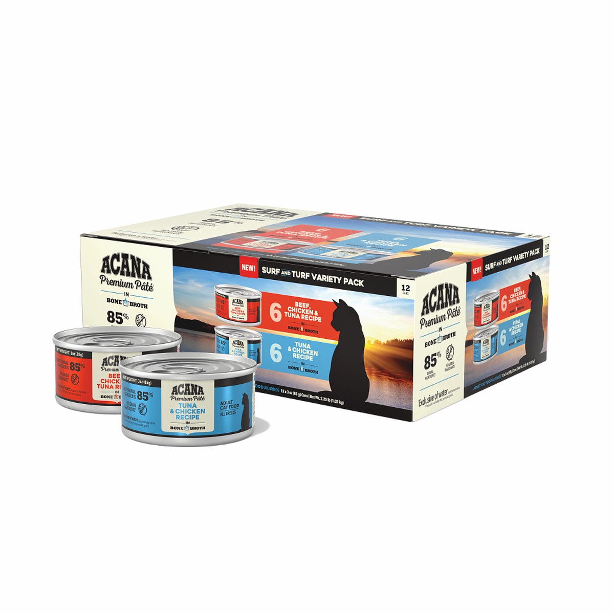 12*3oz Acana ACANA Premium Pâté, Variety Pack, Surf & Turf Grain Free Wet Cat Food | 385967YNA