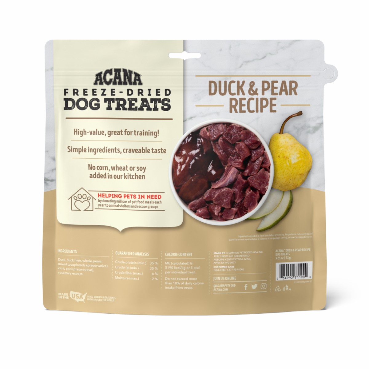 1.25oz Acana Duck & Pear Freeze-Dried Treats Limited Ingredients Grain Free Dog Food Freeze-Dried Dog Treats | 170293YOC