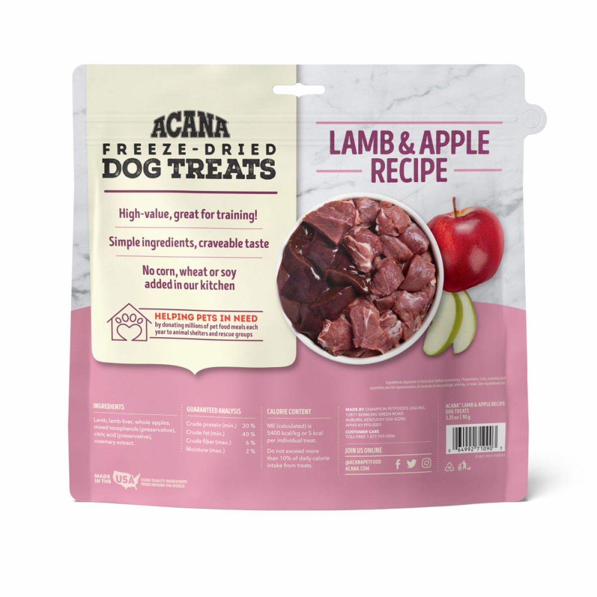 1.25oz Acana Lamb & Apple Freeze-Dried Treats Limited Ingredients Grain Free Dog Food Freeze-Dried Dog Treats | 602145MNE