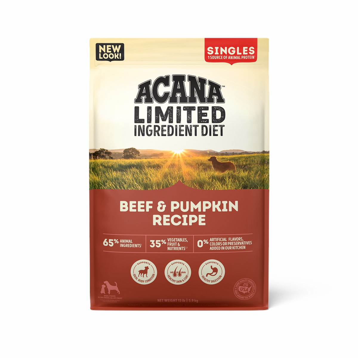 13lb Acana Singles, Beef & Pumpkin Limited Ingredients Grain Free Dry Dog Food | 735219UVS