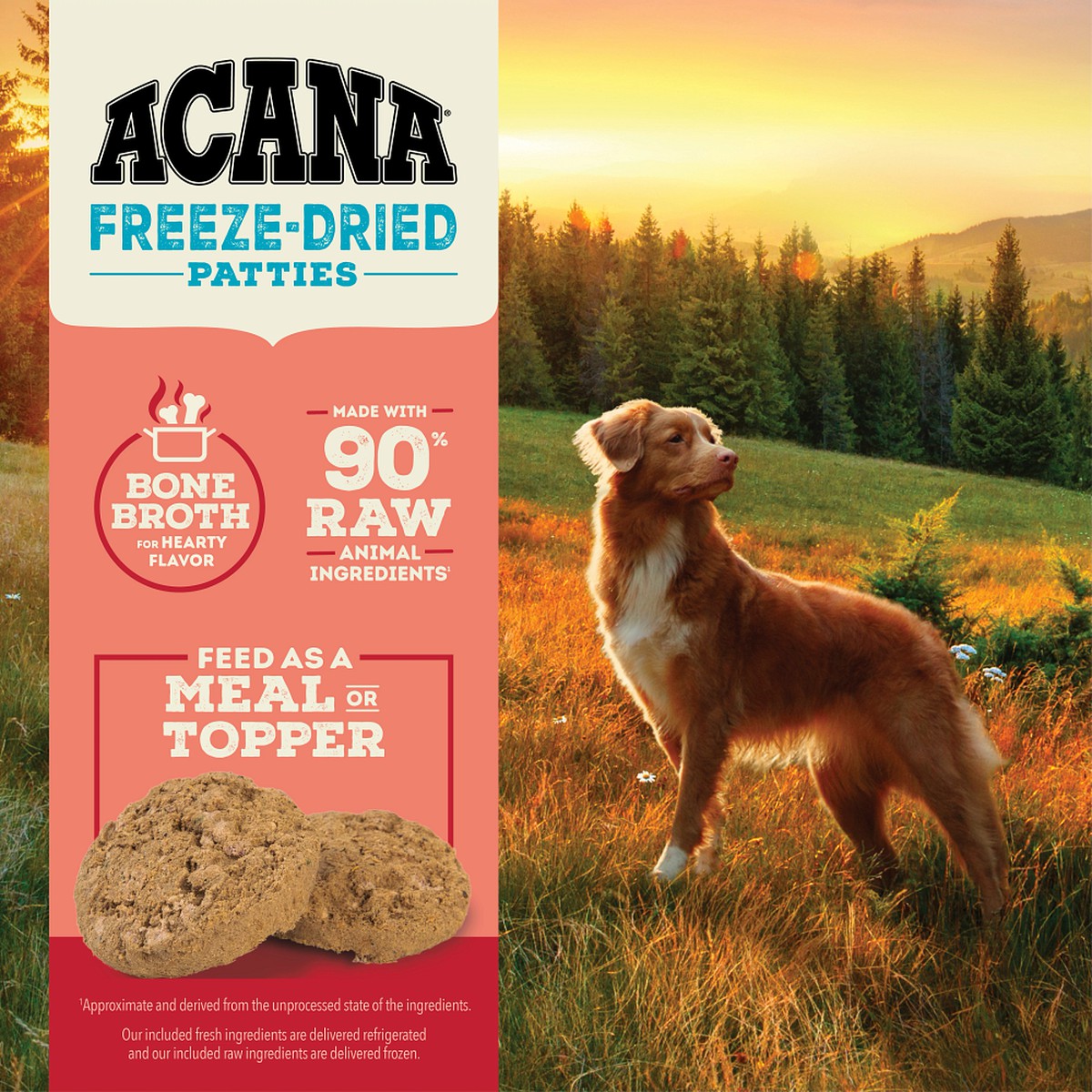 14oz Acana Freeze-Dried Patties, Farm-Raised Beef Grain Free Dog Food Freeze-Dried Food | 579312ZST