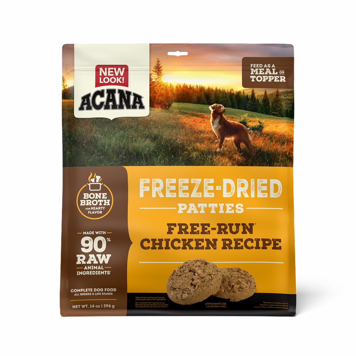 14oz Acana Freeze-Dried Patties, Free-Run Chicken Grain Free Dog Food Freeze-Dried Food | 981537DWX