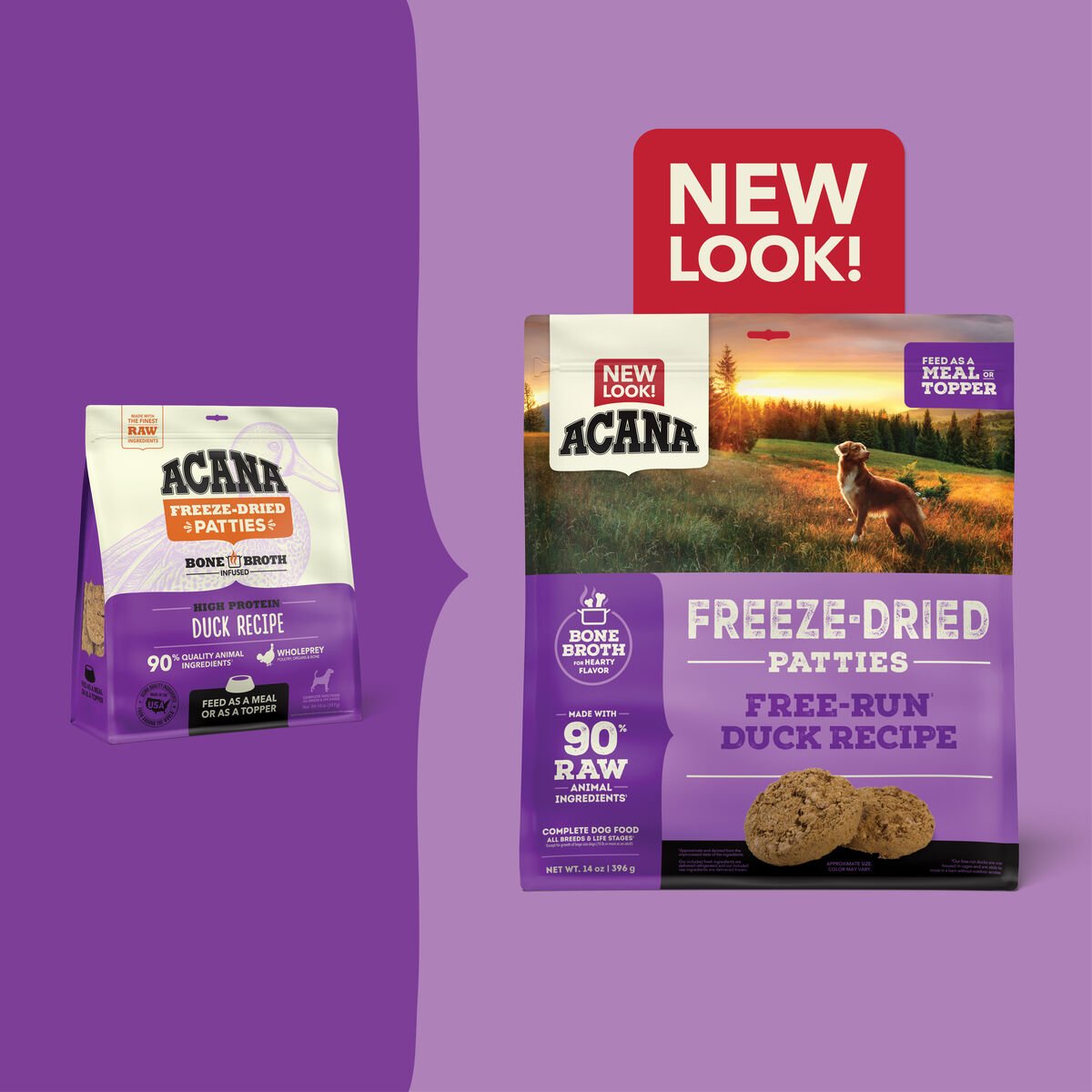 14oz Acana Freeze-Dried Patties, Free-Run Duck Grain Free Dog Food Freeze-Dried Food | 068347CKH