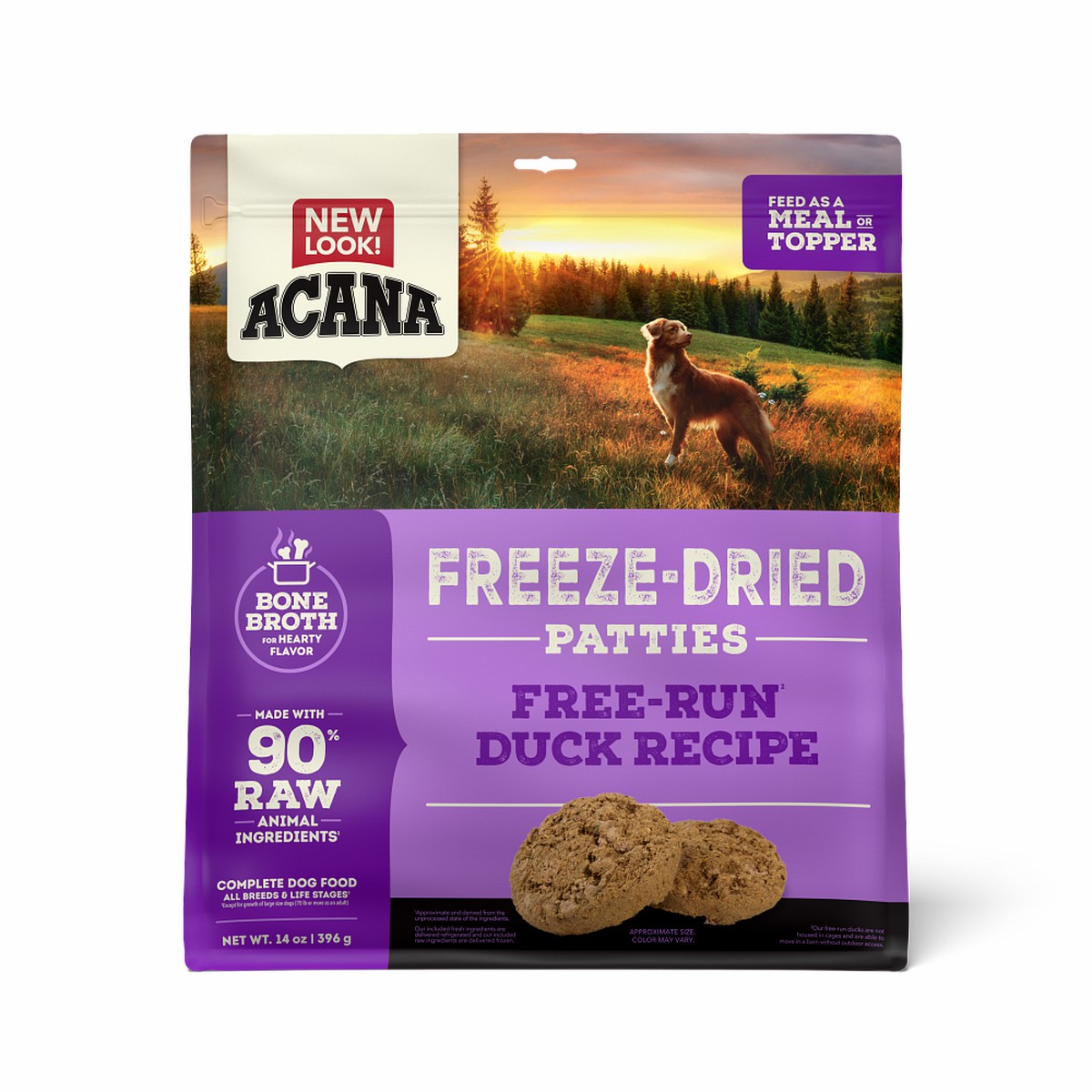 14oz Acana Freeze-Dried Patties, Free-Run Duck Grain Free Dog Food Freeze-Dried Food | 068347CKH