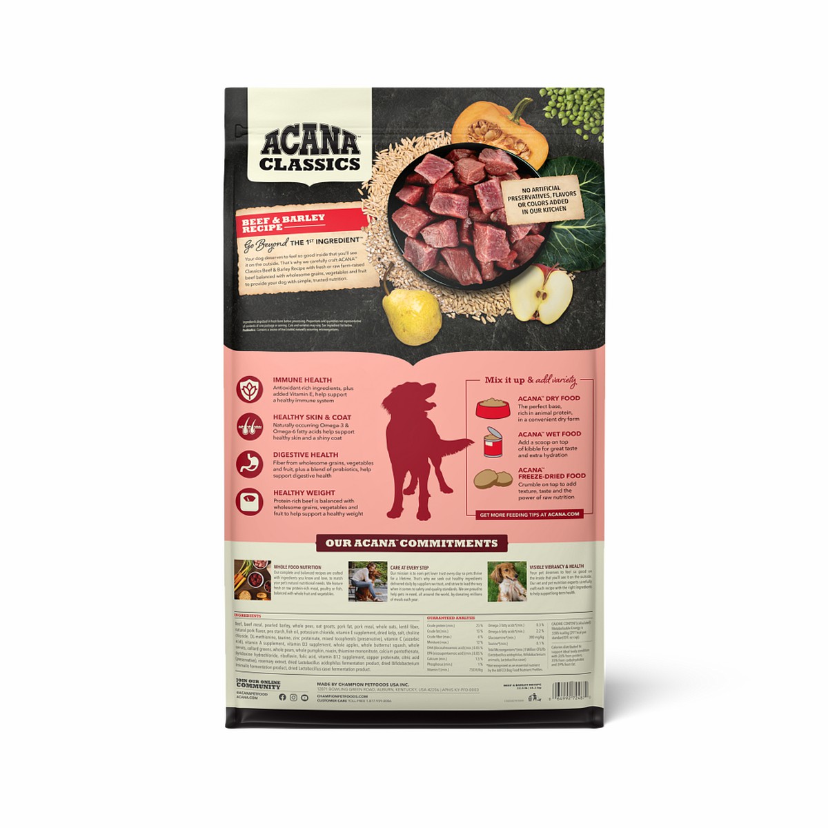 22.5lb Acana Classics, Beef and Barley Grain Inclusive Dry Dog Food | 415869PTH