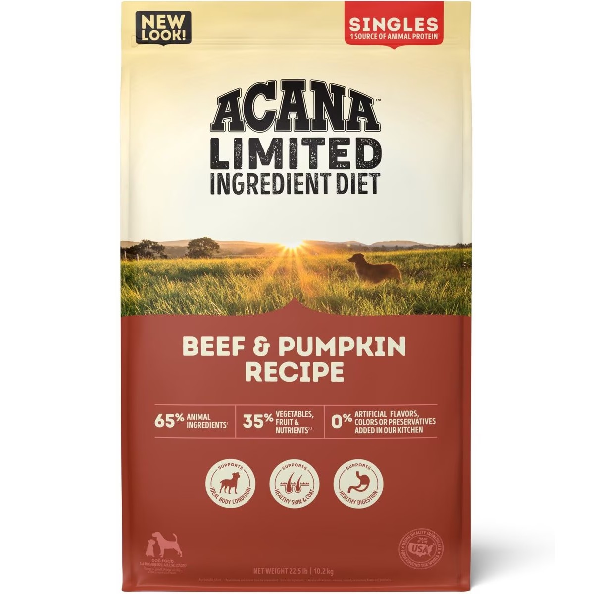 22.5lb Acana Singles, Beef & Pumpkin Limited Ingredients Grain Free Dry Dog Food | 870519TRY