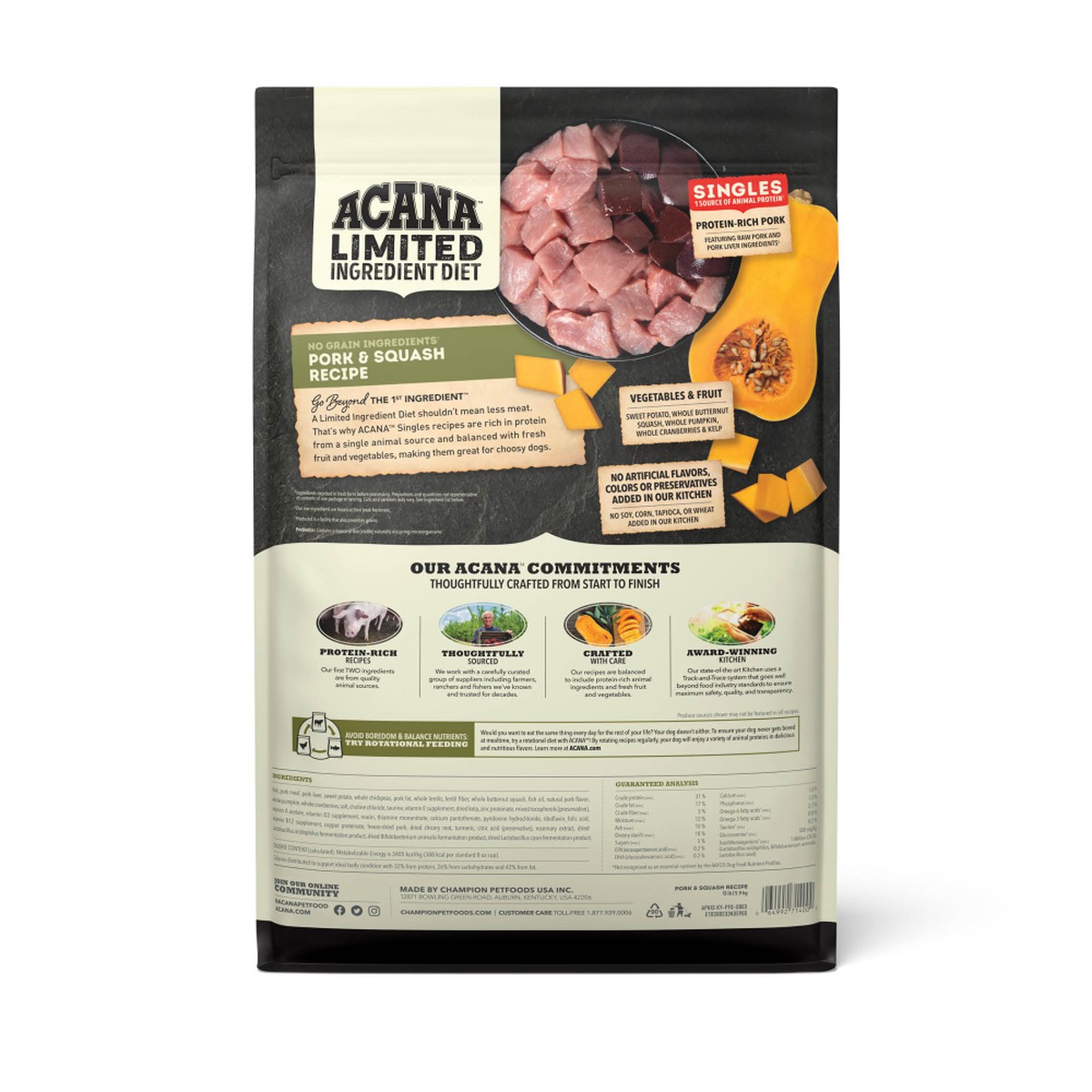 22.5lb Acana Singles, Pork & Squash Limited Ingredients Grain Free Dry Dog Food | 670824SXI