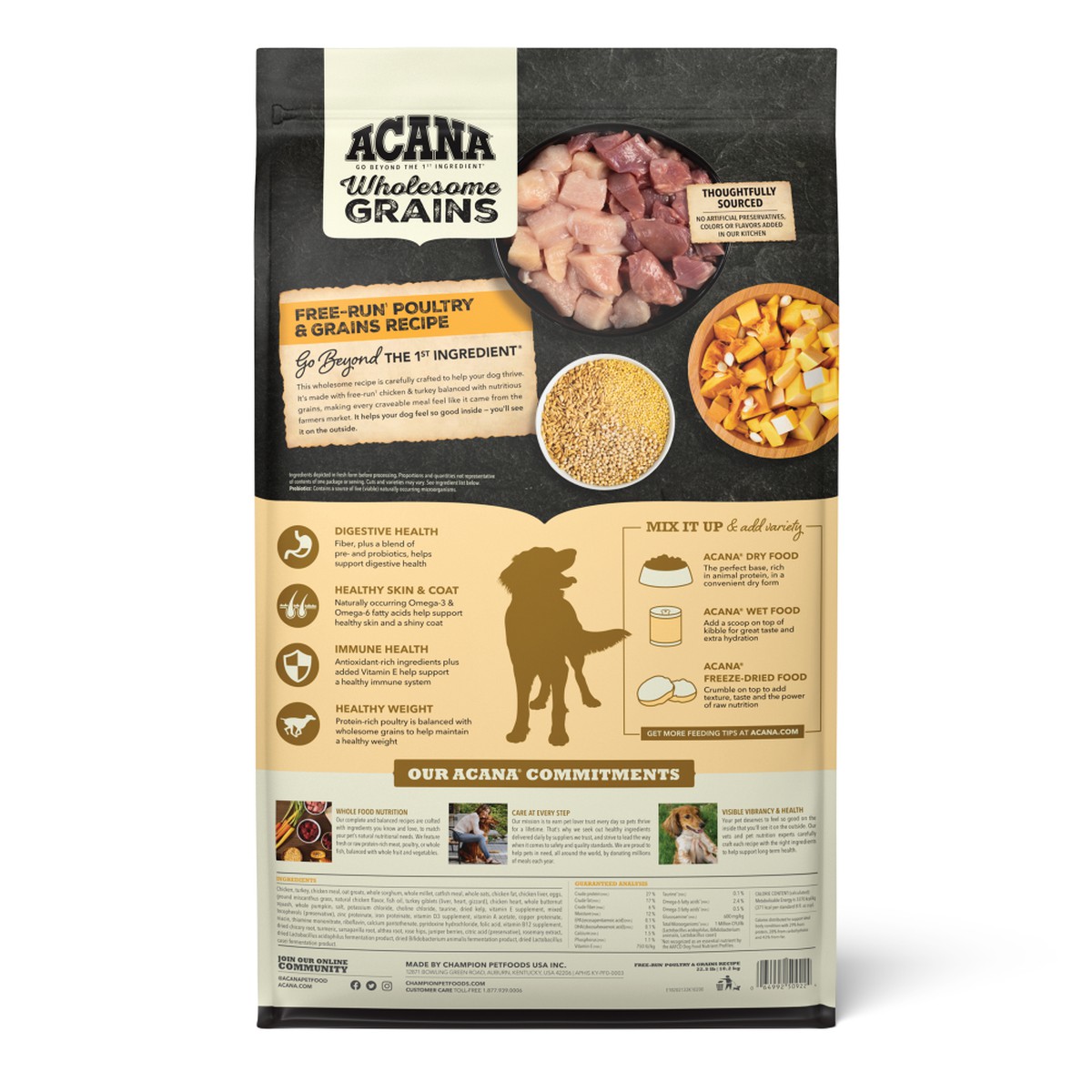 22.5lb Acana Wholesome Grains, Free-Run Poultry & Grains Dry Dog Food | 849561ORP