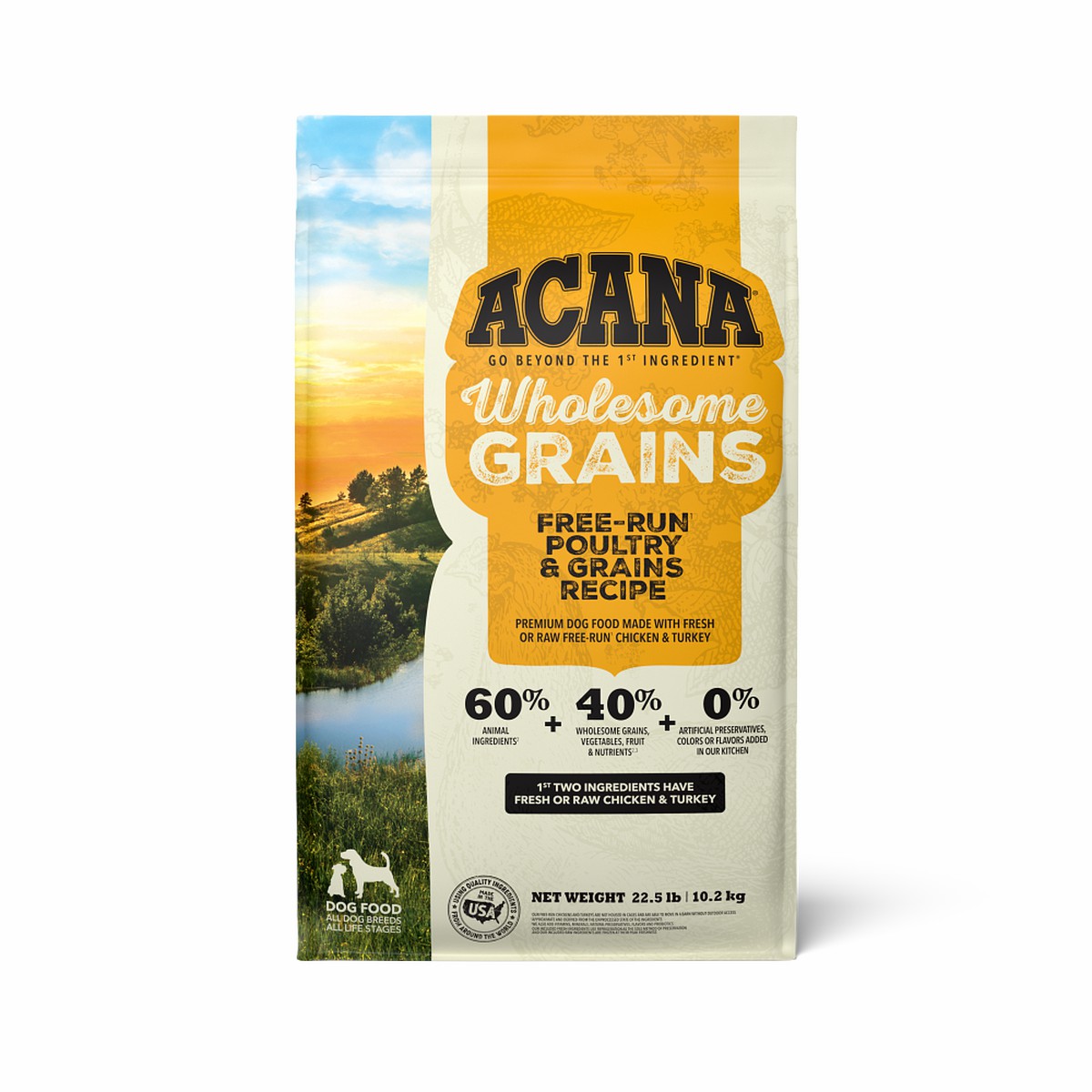 22.5lb Acana Wholesome Grains, Free-Run Poultry & Grains Dry Dog Food | 849561ORP