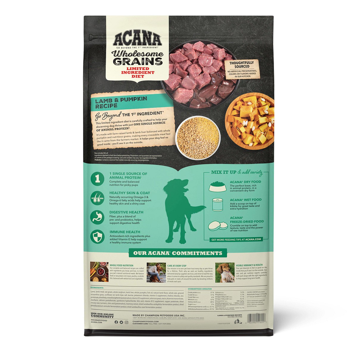 22.5lb Acana Wholesome Grains, Lamb & Pumpkin, Limited Ingredient Diet Dry Dog Food | 439201WYG