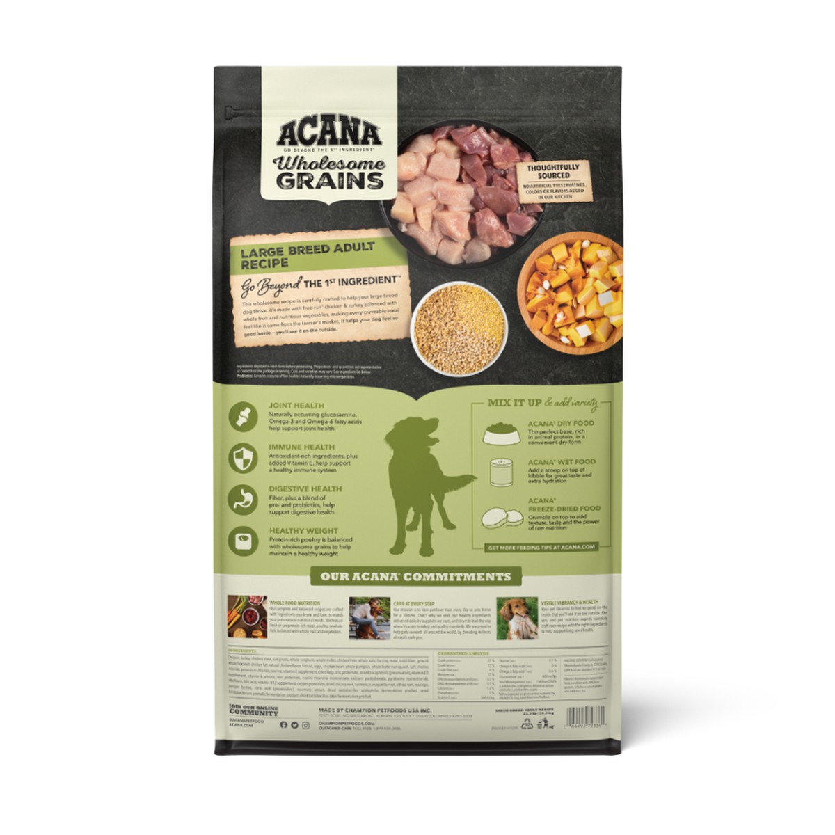 22.5lb Acana Wholesome Grains, Large Breed Adult Dry Dog Food | 362789TVN