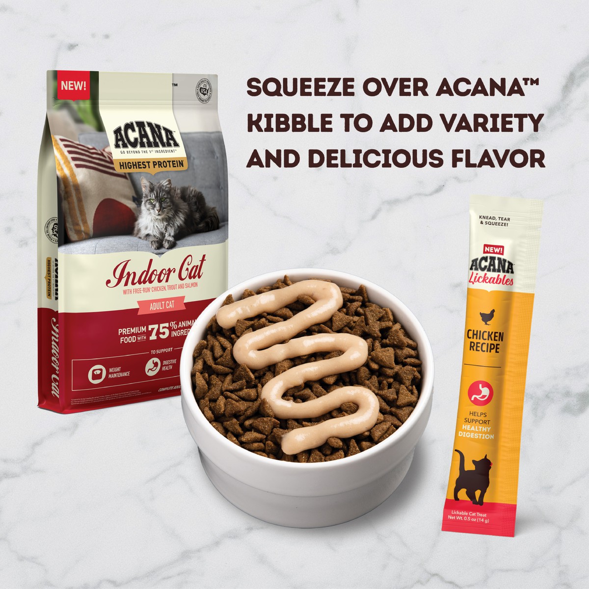 2.5oz*5 Acana Lickables, Chicken, Cat Treats Grain Free Cat Food Lickable Treats | 172540RVH