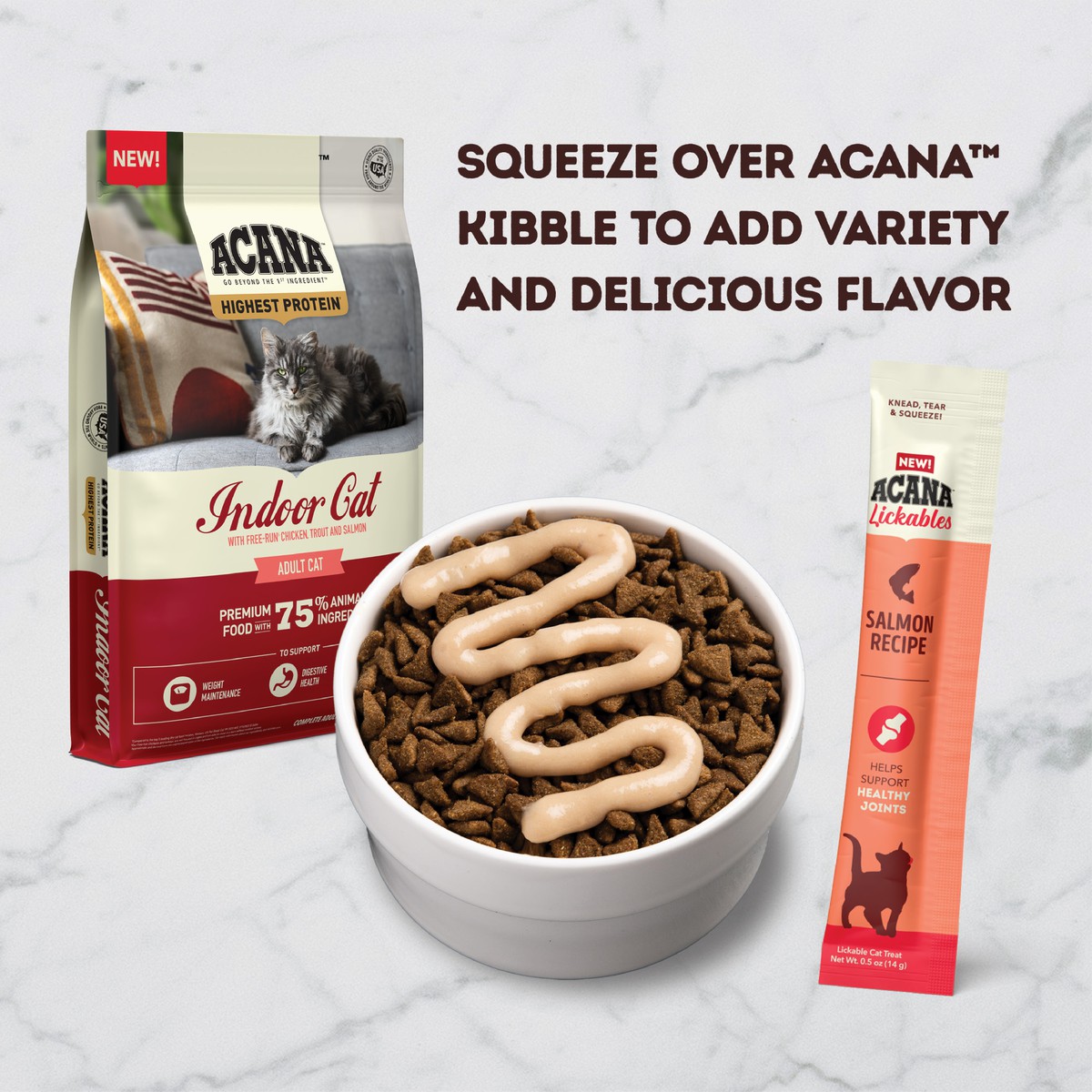 2.5oz*5 Acana Lickables, Salmon, Cat Treats Grain Free Cat Food Lickable Treats | 590246NXH