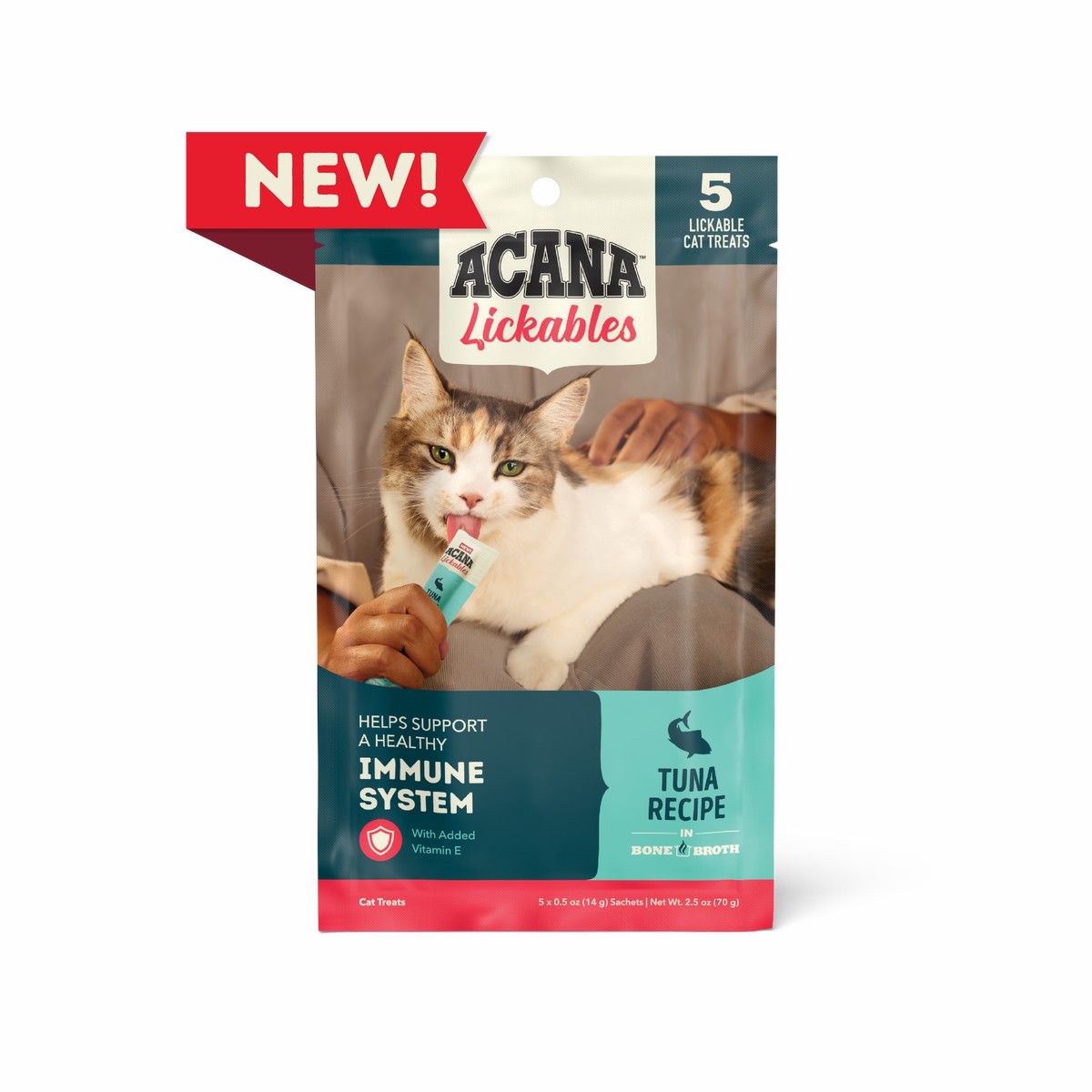 2.5oz*5 Acana Lickables, Tuna, Cat Treats Grain Free Cat Food Lickable Treats | 870154QUJ