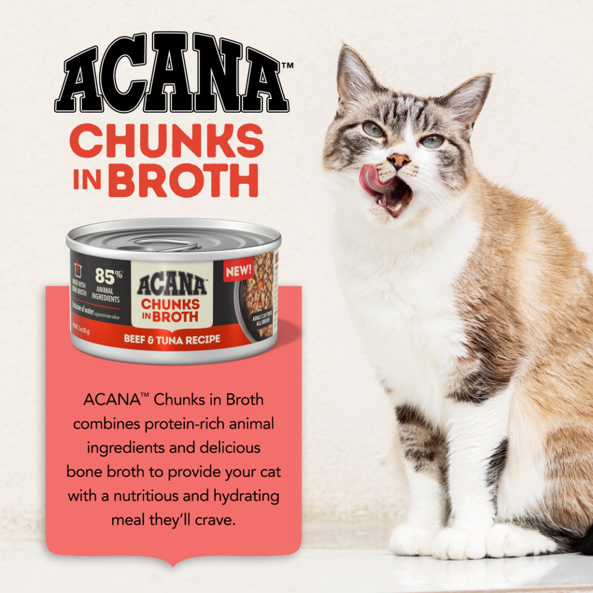 3oz*12 Acana Chunks in Broth Beef & Tuna Grain Free Wet Cat Food | 934126JAD