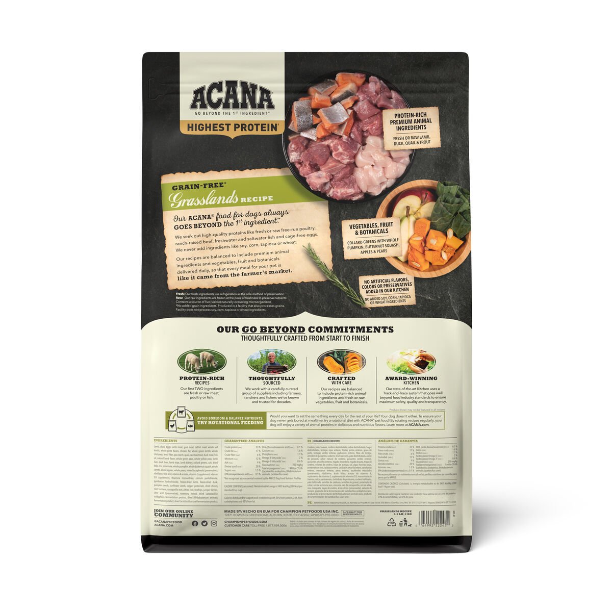 4.5lb Acana Highest Protein, Grasslands Grain Free Dry Dog Food | 648950MHS