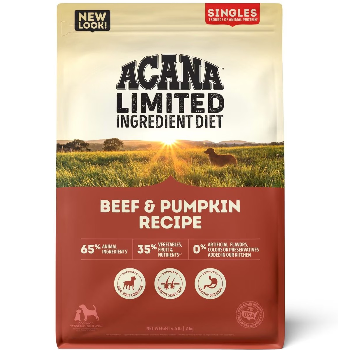 4.5lb Acana Singles, Beef & Pumpkin Limited Ingredients Grain Free Dry Dog Food | 175830NIC