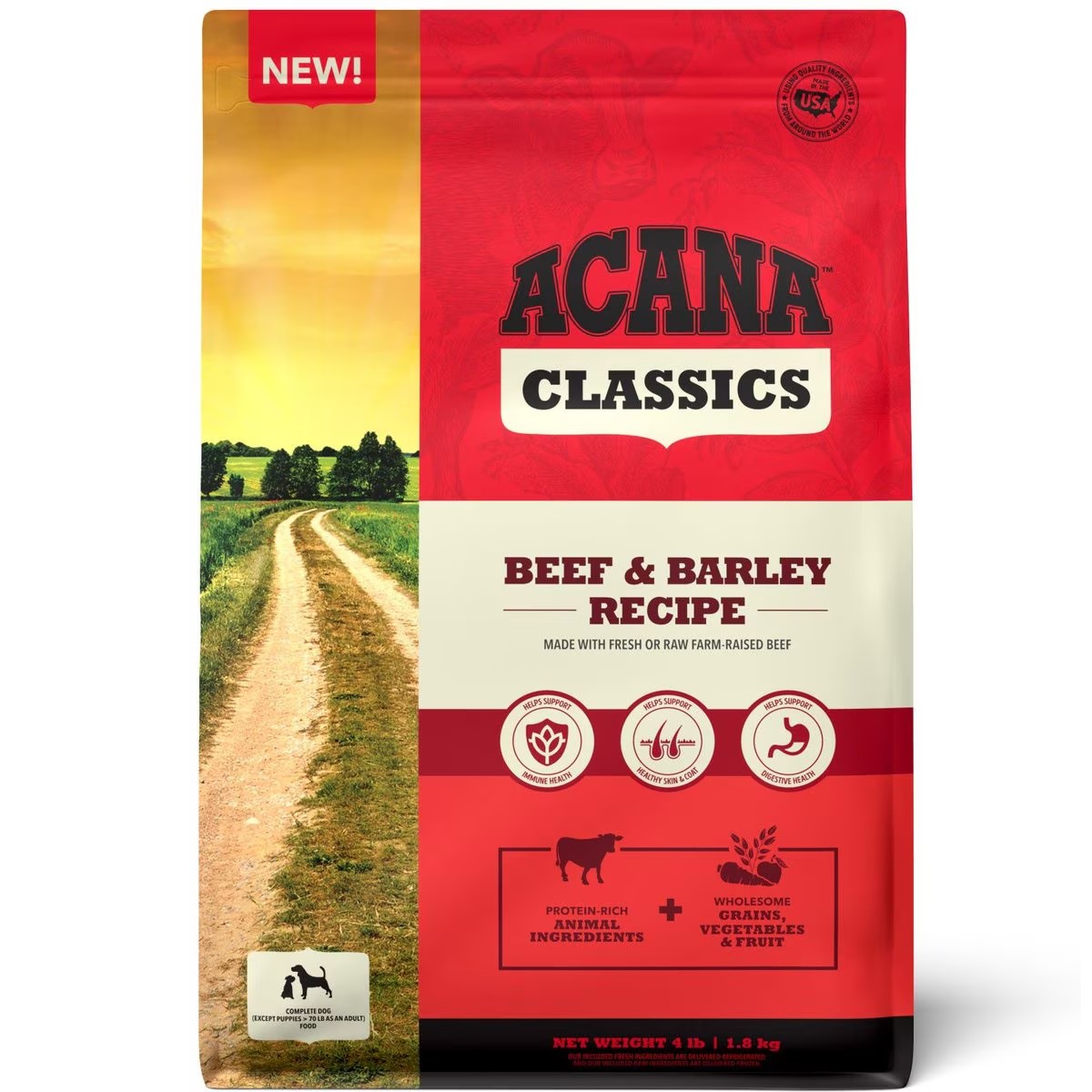 4lb Acana Classics, Beef and Barley Grain Inclusive Dry Dog Food | 326479SFC