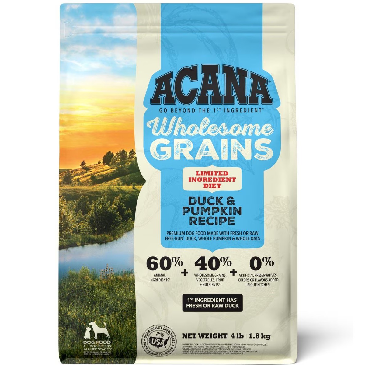 4lb Acana Wholesome Grains, Duck & Pumpkin, Limited Ingredient Diet Dry Dog Food | 749056TDR