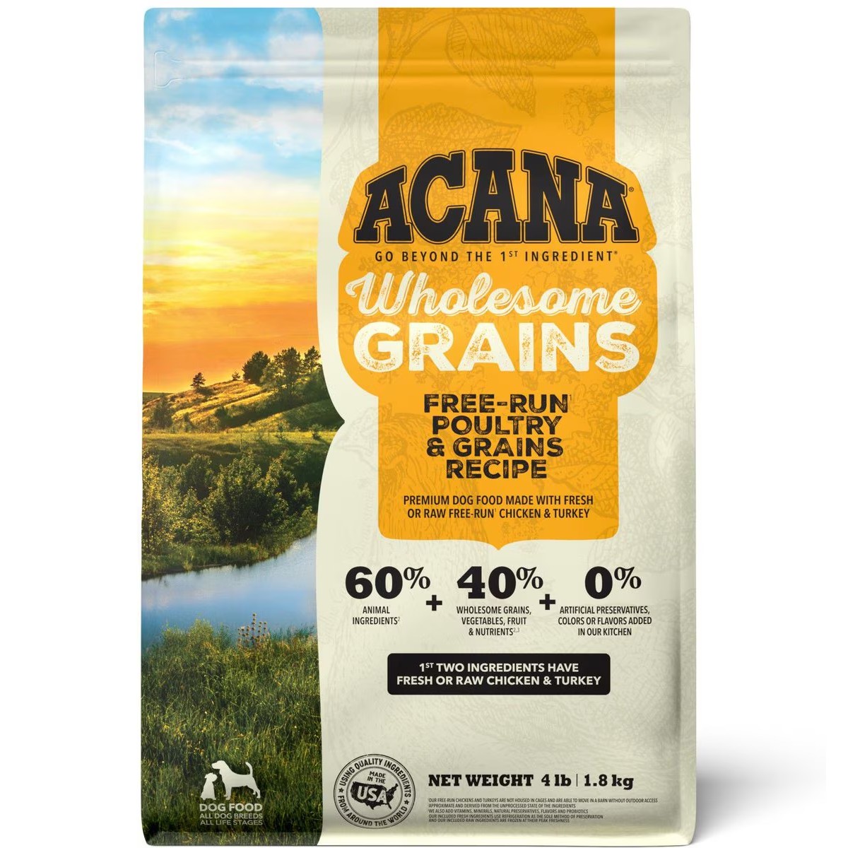 4lb Acana Wholesome Grains, Free-Run Poultry & Grains Dry Dog Food | 580967NXW