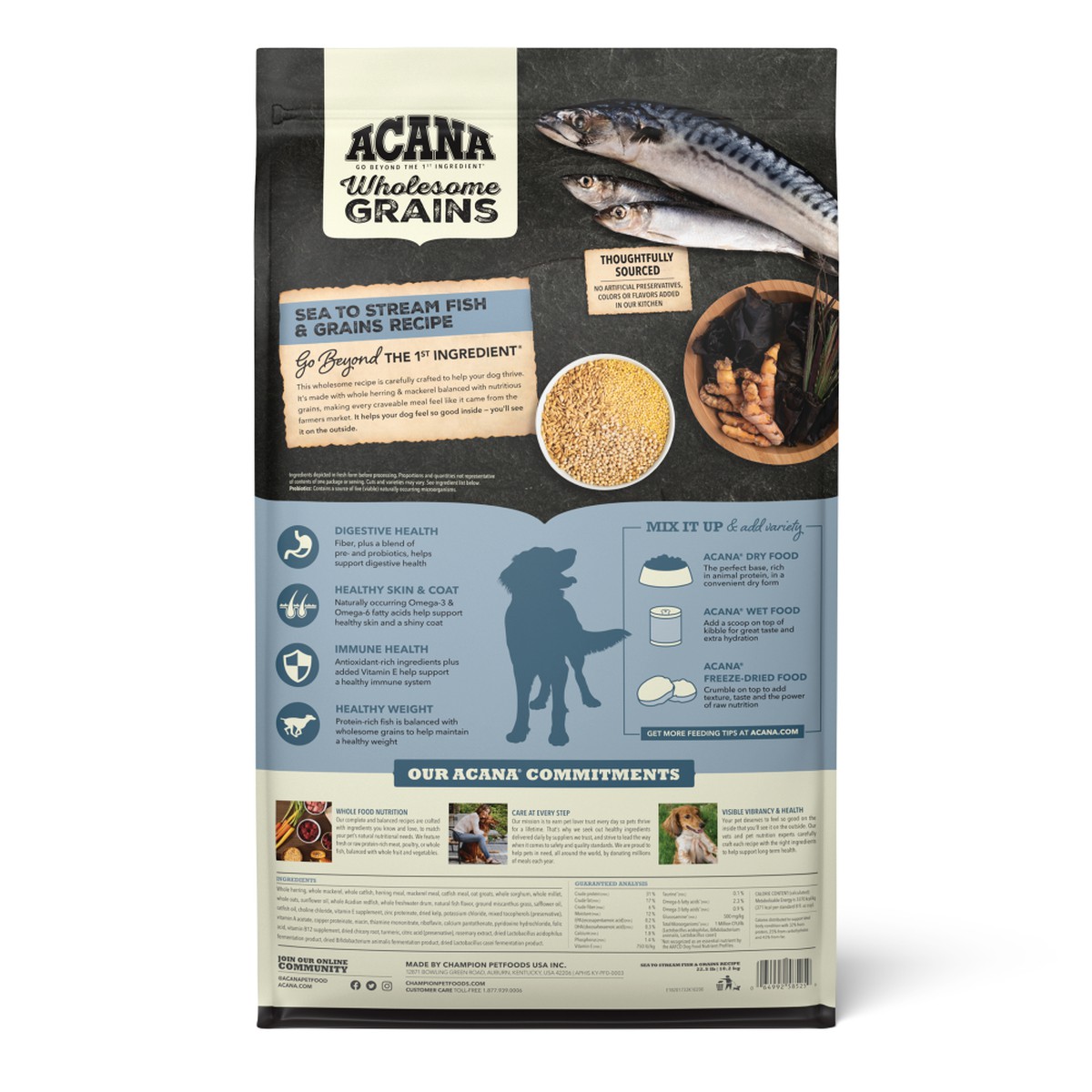 4lb Acana Wholesome Grains, Sea to Stream Fish & Grains Dry Dog Food | 289153DQA