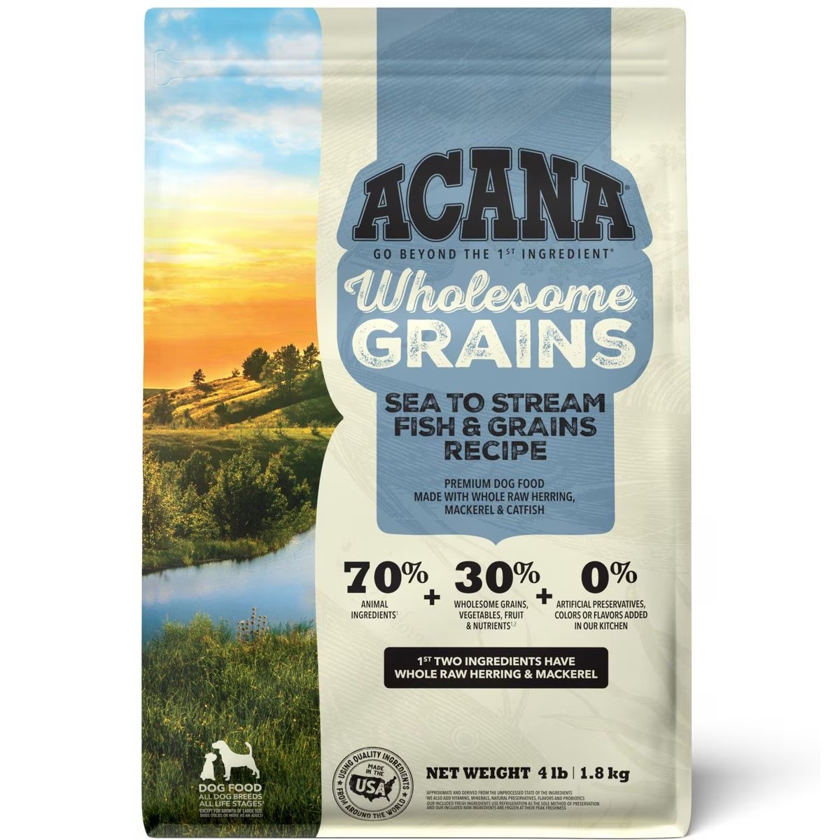 4lb Acana Wholesome Grains, Sea to Stream Fish & Grains Dry Dog Food | 289153DQA