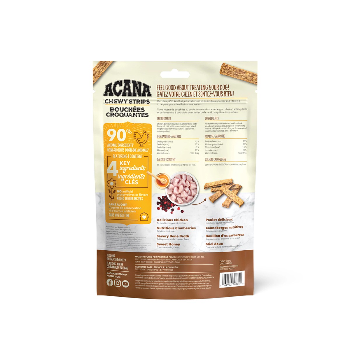 4oz Acana Chewy Strips, Chicken Grain Free Dog Food Soft & Chewy Treats | 250379QBT