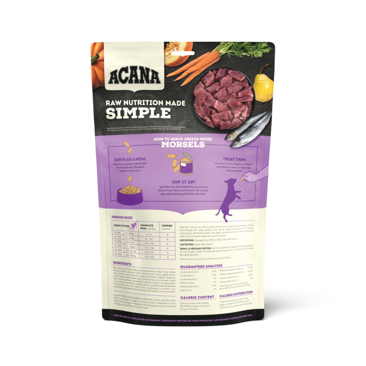 8oz Acana Freeze-Dried Food, Free-Run Duck, Morsels Grain Free Dog Food Freeze-Dried Food | 768390HIB